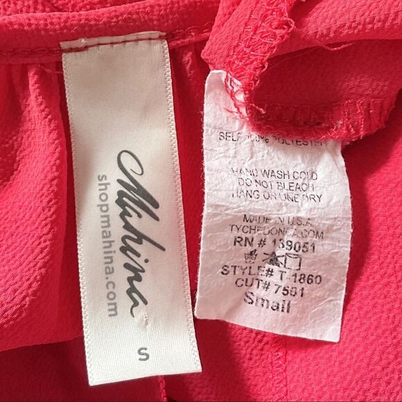 Mahina Light Red Cold Shoulder Long Sleeve Top Small - Picture 5 of 5